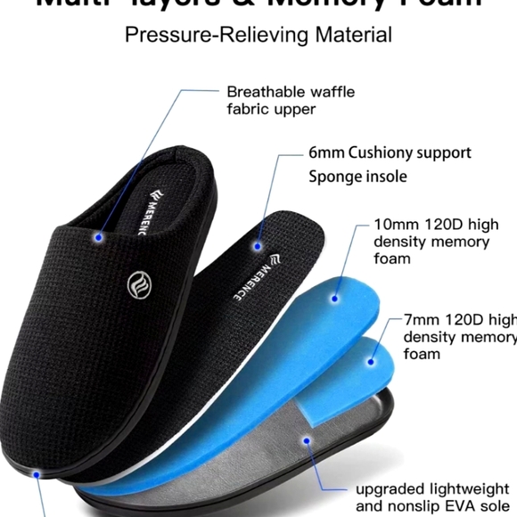 🐇 NWOT Men's Black Corduroy Memory Foam Lightweight House Slippers - XL (13-14) - Picture 6 of 6